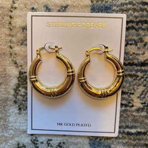 NWT Sterling Forever 14k Gold Plated Hoops